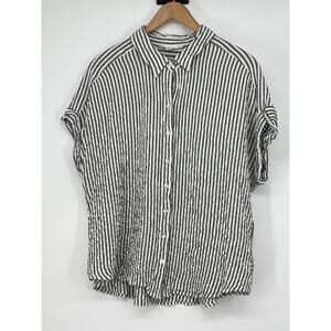 Jane + Delaney Striped Short Sleeve Top Size 1X Boxy‎ Gauze Cozy